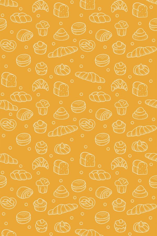 Orange Fun self-adhesive wallpaper for bakery walls by Fancy Walls
