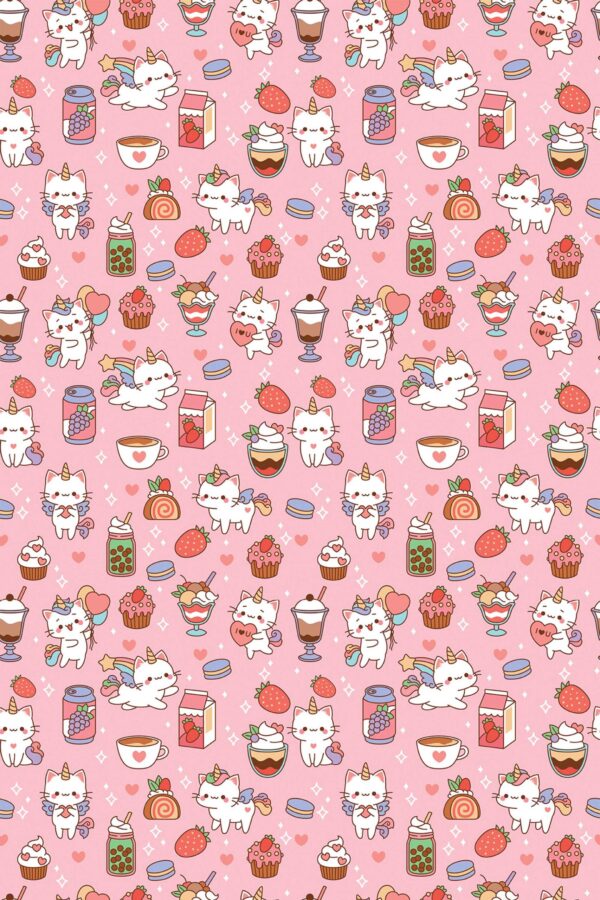 Fancy Walls kawaii-inspired Pink Animal unpasted wallpaper for cozy interiors.