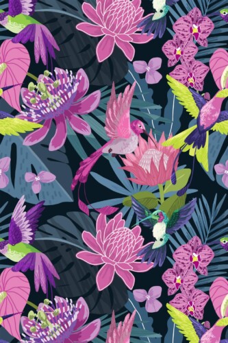 Pattern repeat of Eclectic tropical removable wallpaper design