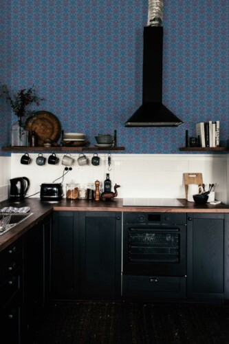 Fancy Walls peel and stick wallpaper featuring Powder Blue Damask