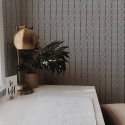 Rustic style home office decorated with Elegant geometric peel and stick wallpaper