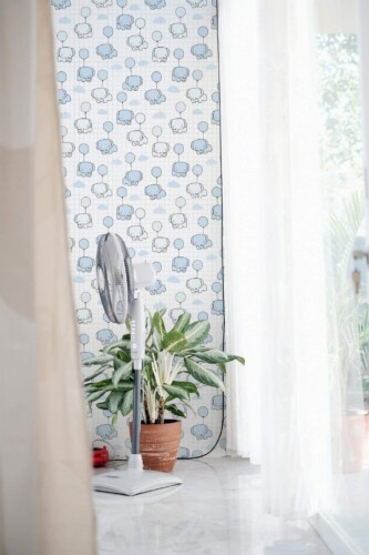 Minimal style living room decorated with Elephant notebook peel and stick wallpaper