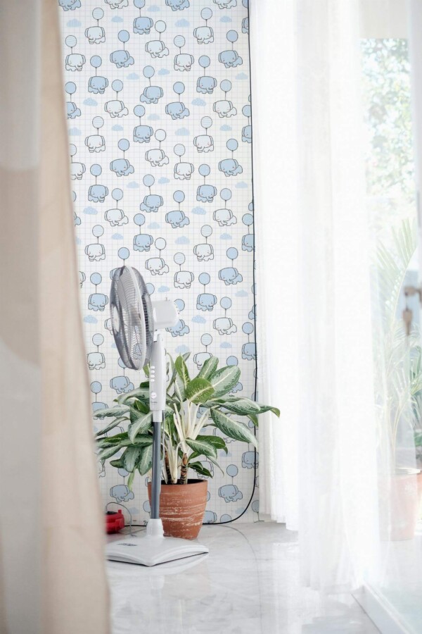 Minimal style living room decorated with Elephant notebook peel and stick wallpaper