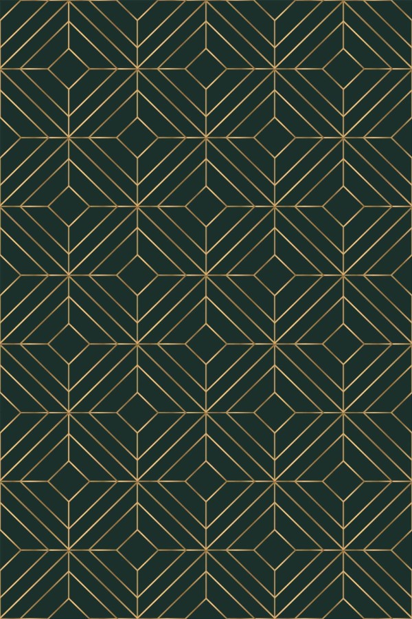 Pattern repeat of Emerald green geometric removable wallpaper design