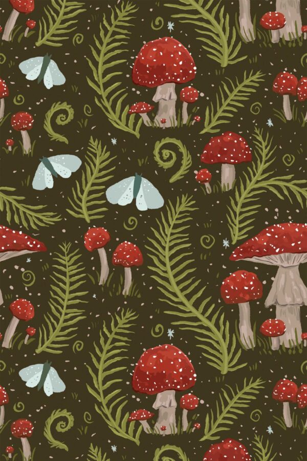 Fancy Walls Dark Fungi unpasted wallpaper