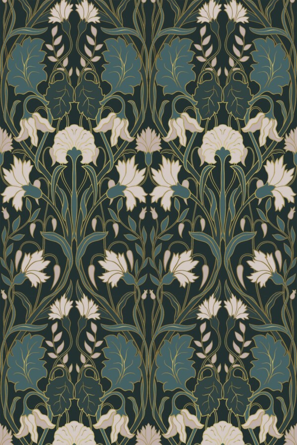 Emerald Deco Essence self-adhesive wallpaper by Fancy Walls