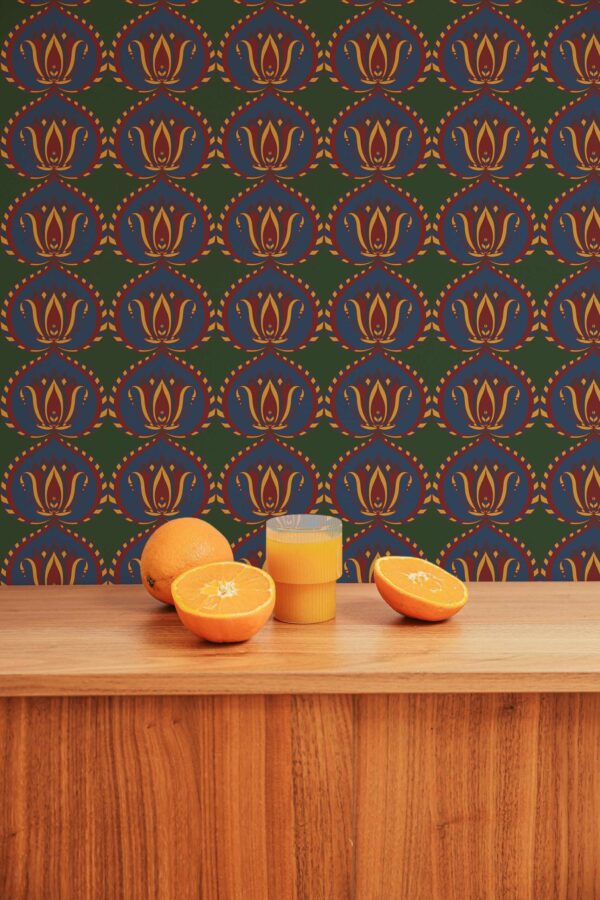 Green Art Deco Essence self-adhesive wallpaper from Fancy Walls