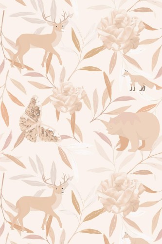 Pattern repeat of Enchanted forest removable wallpaper design