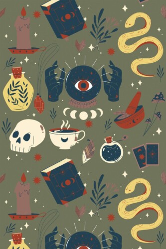 Pattern repeat of Esoteric Elements removable wallpaper design