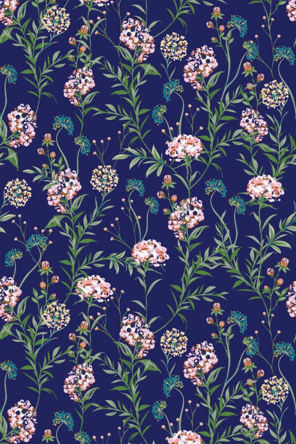 Pattern repeat of Ethereal Blues removable wallpaper design