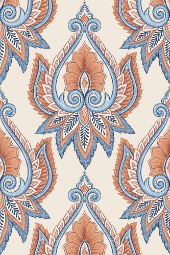 Pattern repeat of Ethnic floral removable wallpaper design