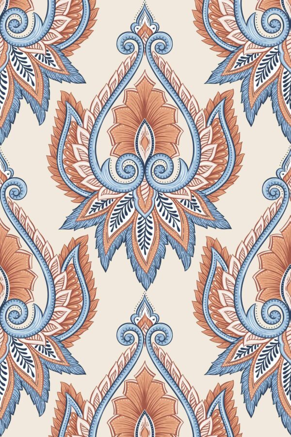 Pattern repeat of Ethnic floral removable wallpaper design