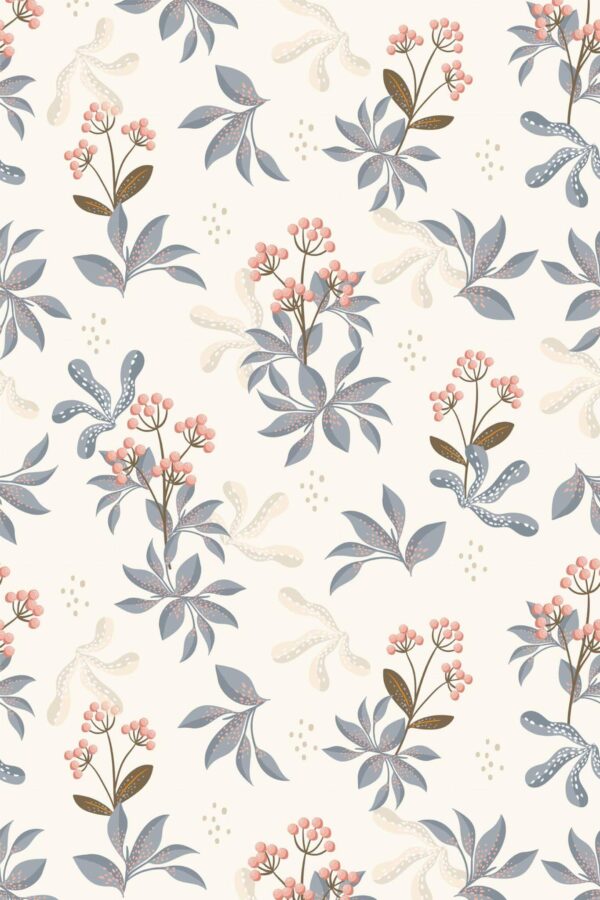 Pattern repeat of Fall floral removable wallpaper design