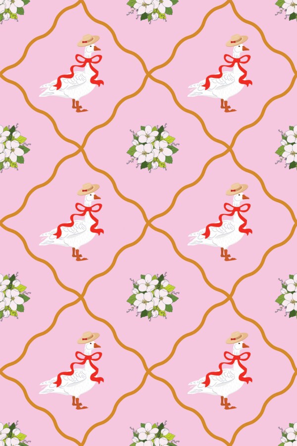 Pink Goose Charm Wallpaper