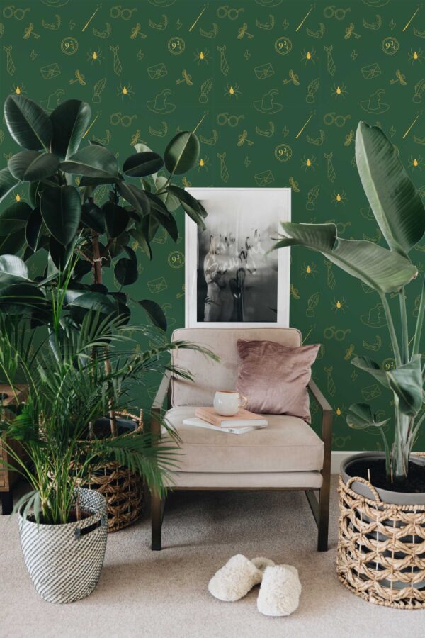 Fancy Walls Fantasy Wizard Green traditional wallpaper