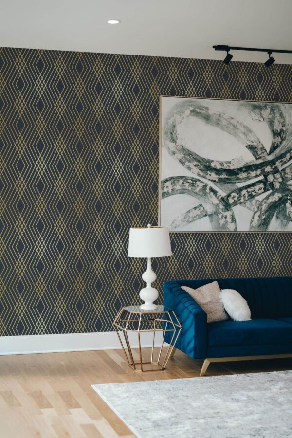 Modern style living room decorated with Fine lines peel and stick wallpaper