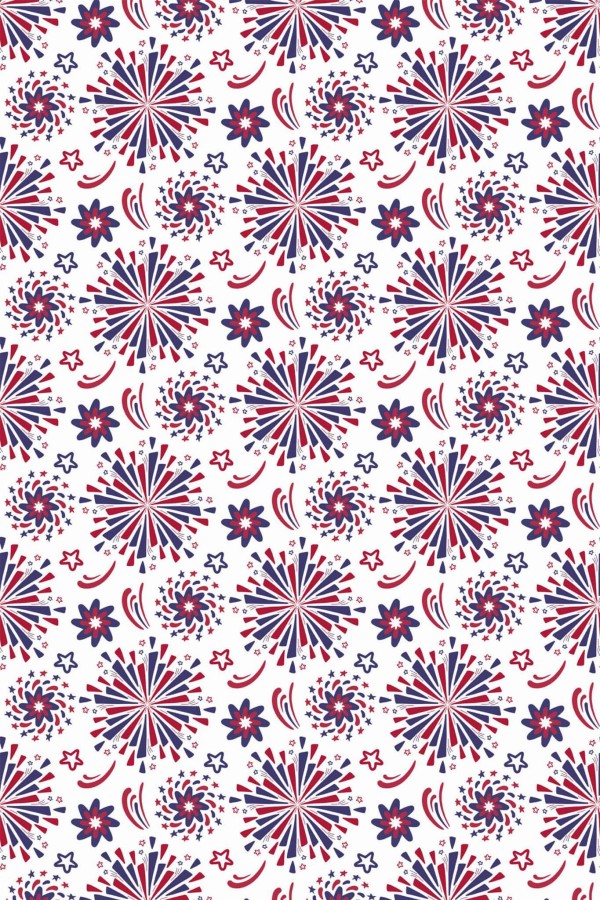 Pattern repeat of Fireworks 4th of july removable wallpaper design