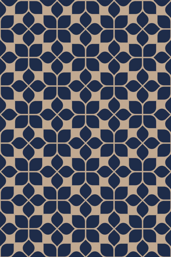 Pattern repeat of Floral geometric removable wallpaper design