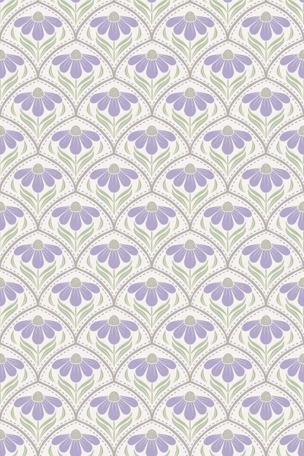 Lilac Art Deco Wallpaper