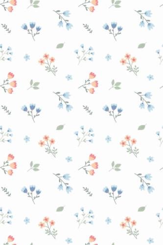 Pattern repeat of Floral nursery removable wallpaper design