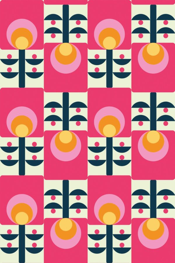 Pattern repeat of Floral Pop removable wallpaper design