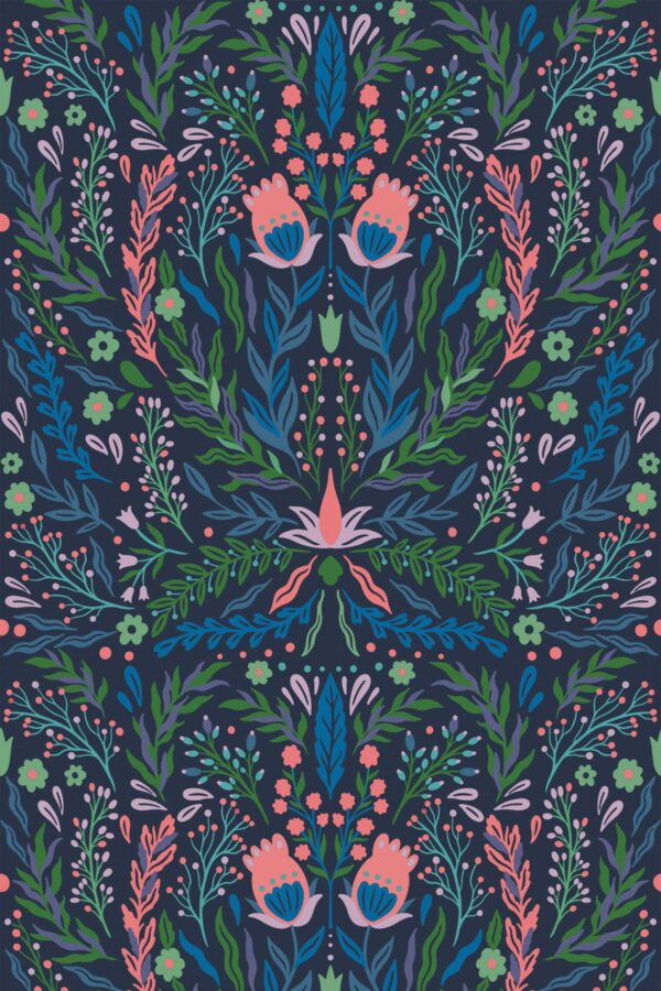 Fancy Walls Green Floral wallpaper for Dining room walls in Botanical style peel and stick wallpaper.