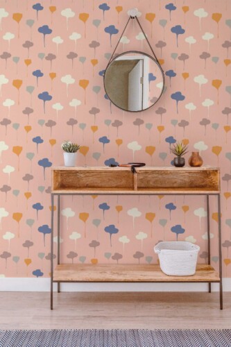 Contemporary style entryway decorated with Flowers seamless pattern peel and stick wallpaper
