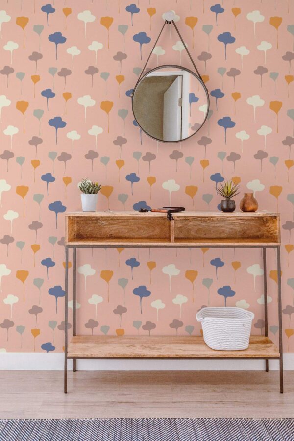 Contemporary style entryway decorated with Flowers seamless pattern peel and stick wallpaper