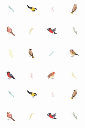 Pattern repeat of Forest bird removable wallpaper design