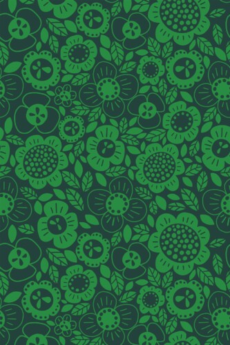 Pattern repeat of Forest green flowers removable wallpaper design