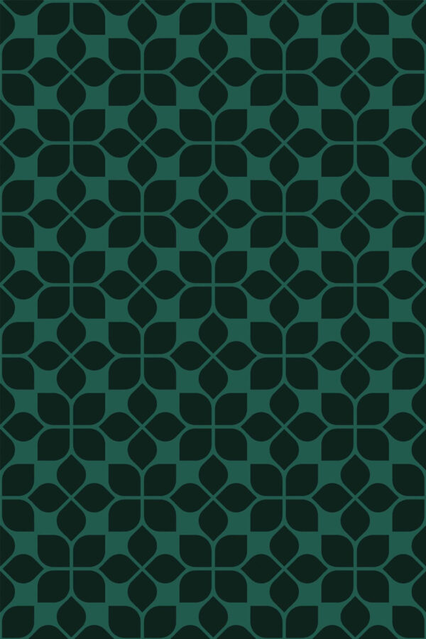 Pattern repeat of Forest green tile removable wallpaper design