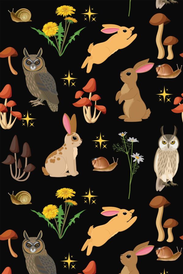 Pattern repeat of Forest woodland removable wallpaper design