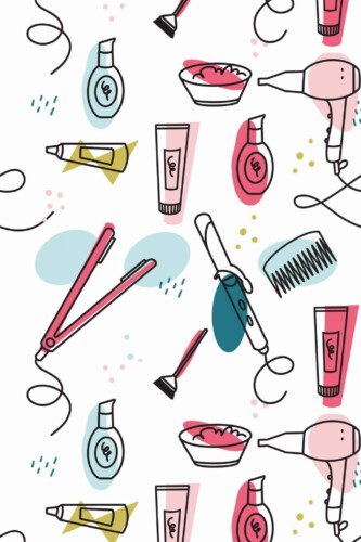 Pattern repeat of Fun beauty salon removable wallpaper design