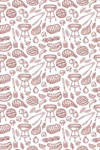Fancy Walls Burgundy Fun self-adhesive wallpaper with BBQ items