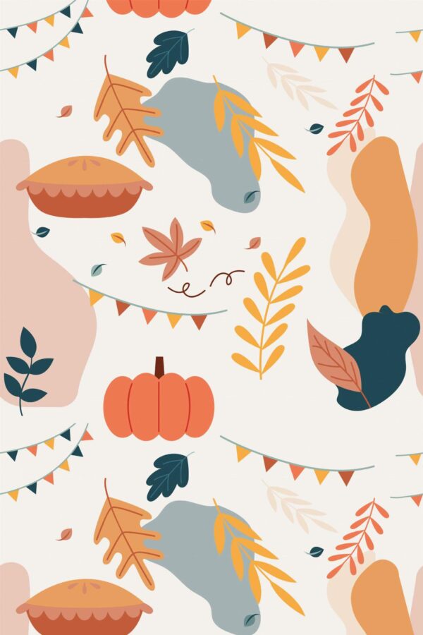 Pattern repeat of Fun thanksgiving removable wallpaper design