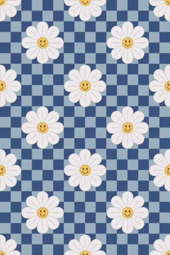 Pattern repeat of Funky floral removable wallpaper design