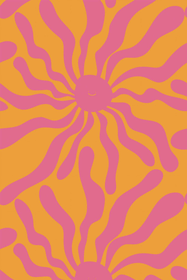 Pattern repeat of Funky sun removable wallpaper design