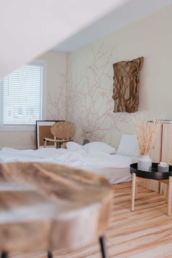 Fancy Walls peel and stick wall murals with soft tree branch bedroom