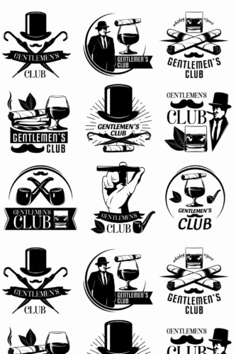 Pattern repeat of Gentlemen’s club removable wallpaper design