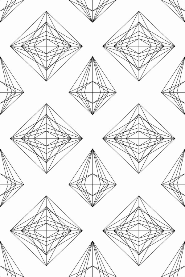 Pattern repeat of Geometric diamond removable wallpaper design