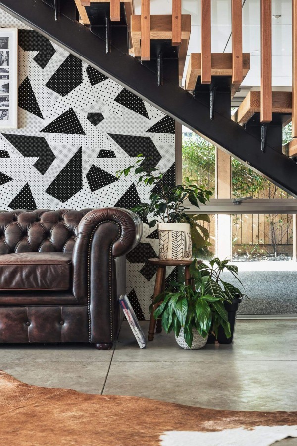 Traditional style entryway decorated with Geometric dotted peel and stick wallpaper