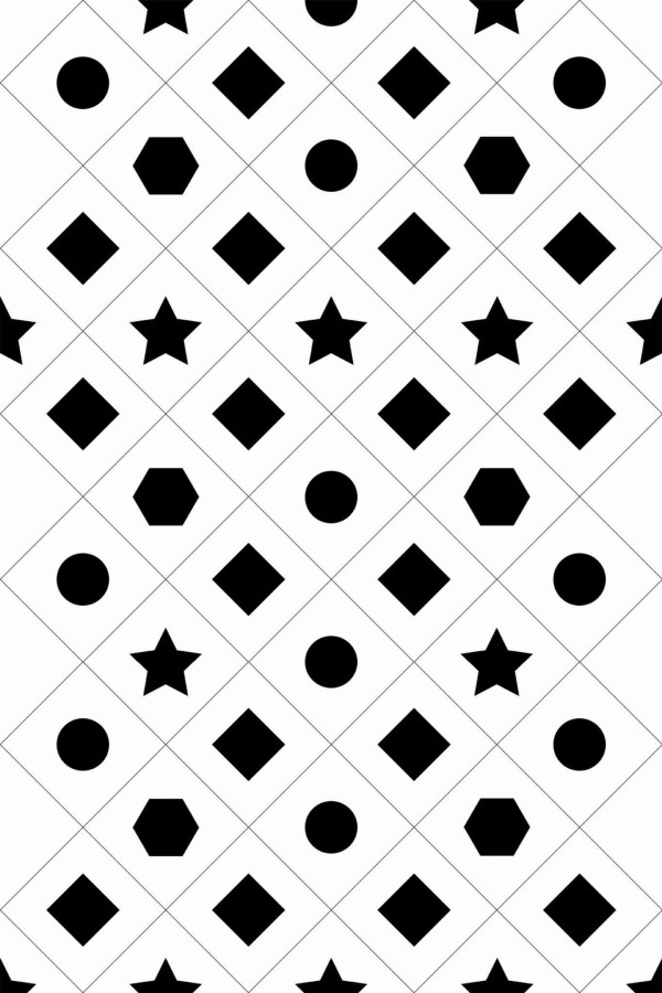 Pattern repeat of Geometric figures tile removable wallpaper design