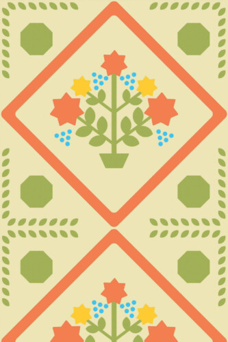Pattern repeat of Geometric flowers removable wallpaper design