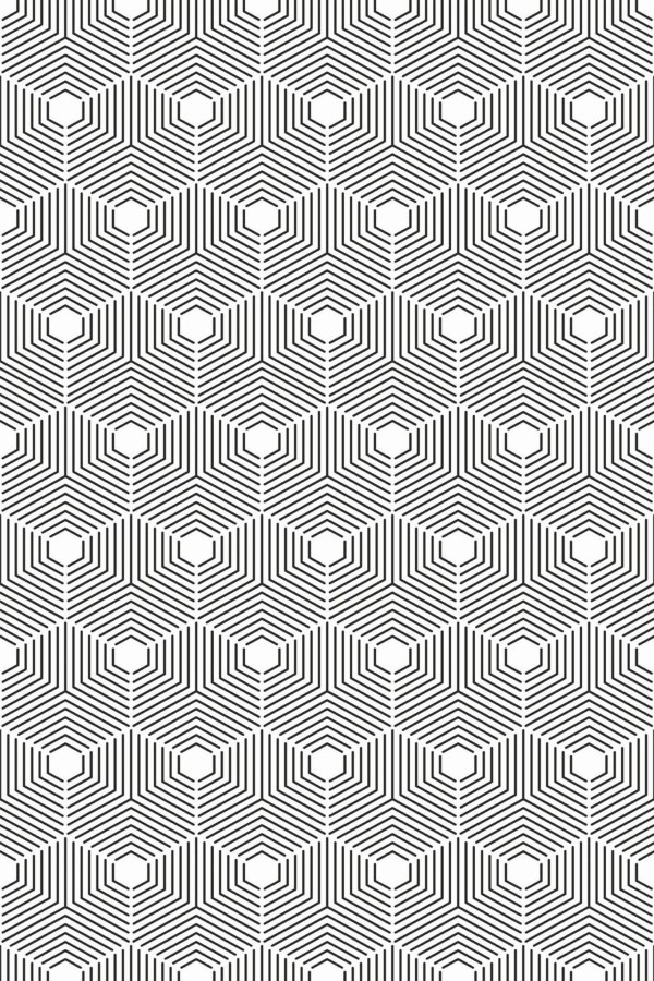 Pattern repeat of Geometric hexagon removable wallpaper design