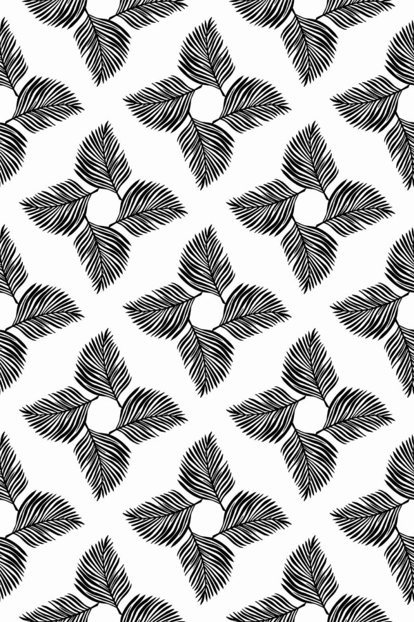 Pattern repeat of Geometric leaf removable wallpaper design