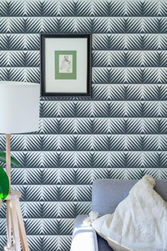 Eastern European style living room decorated with Geometric pattern peel and stick wallpaper