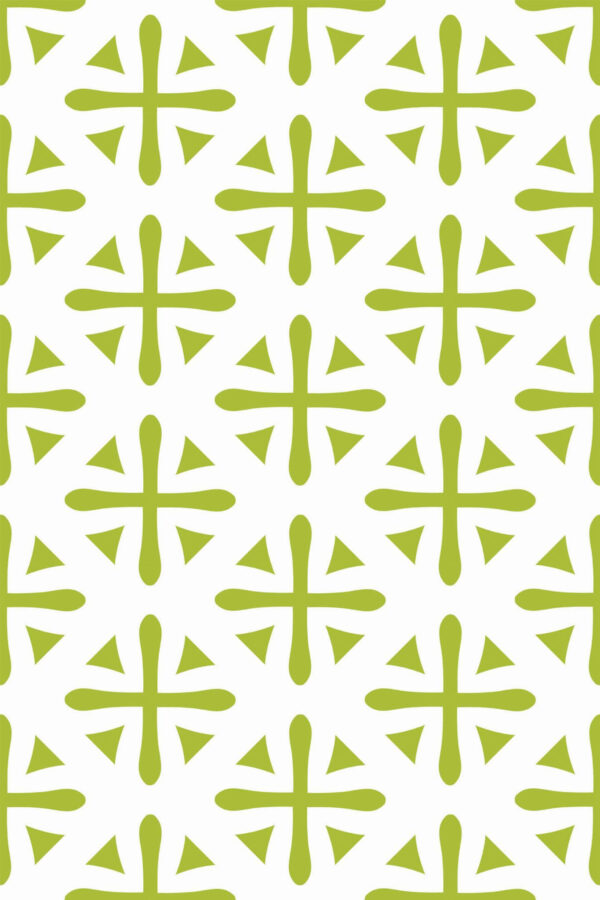Pattern repeat of Geometric tile cross ornament removable wallpaper design
