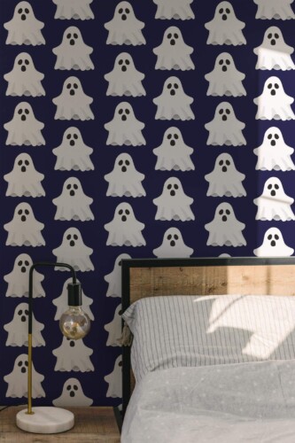 Minimal modern style bedroom decorated with Ghost peel and stick wallpaper
