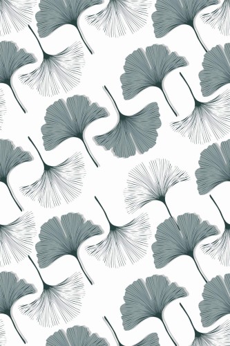 Pattern repeat of Ginkgo leaf removable wallpaper design