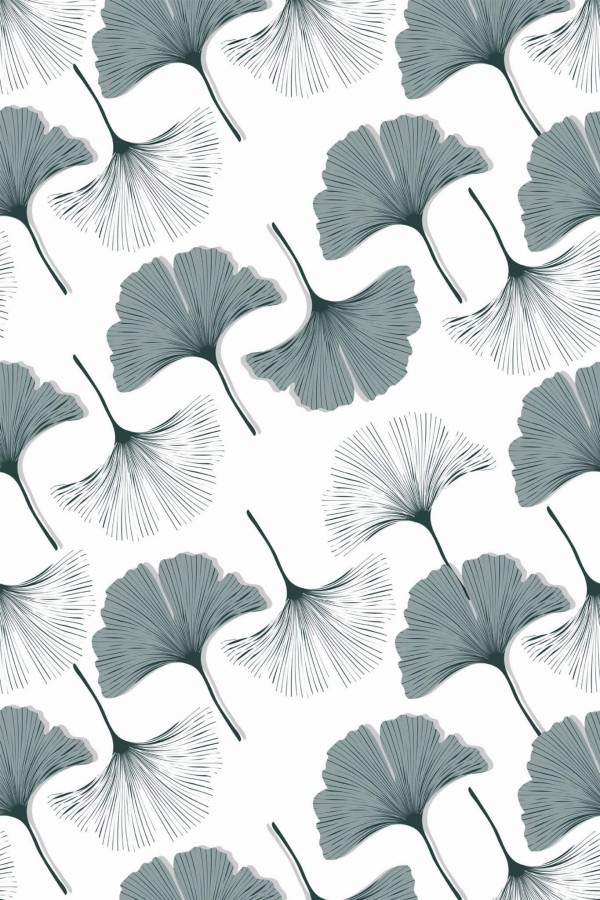 Pattern repeat of Ginkgo leaf removable wallpaper design
